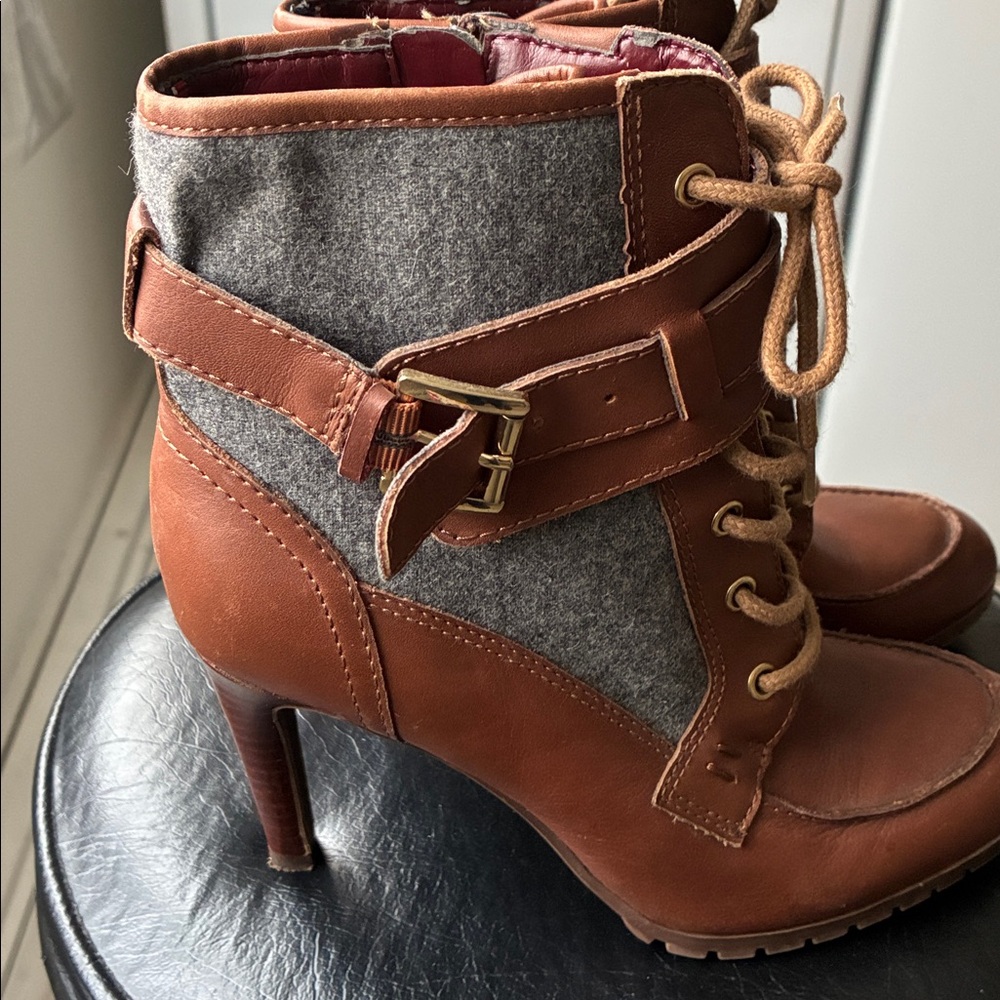 Let’s Make A Deal Tommy Hilfiger Brown and Gray Heeled Boots